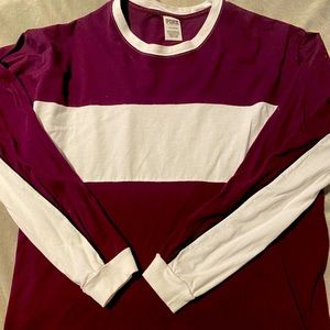 Maroon and white long sleeve PINK shirt